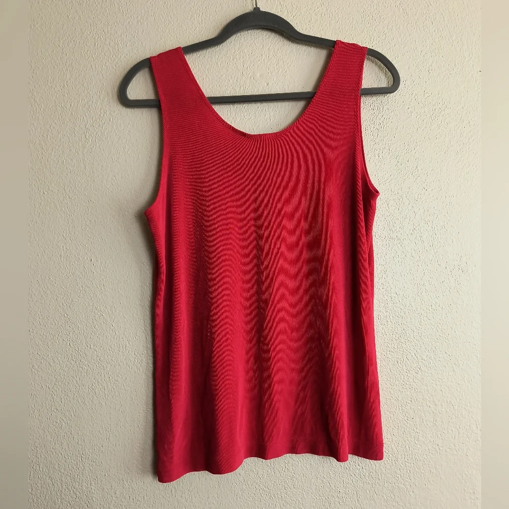 Chico's 2 12/14 -L Bold Red Classic Fit Sleeveless Tank Scoop Neck And Back_3